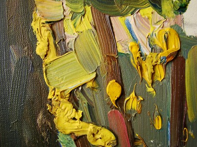 Ukrainian Soviet Oil Painting Postimpressionism park rest trees fauvism 