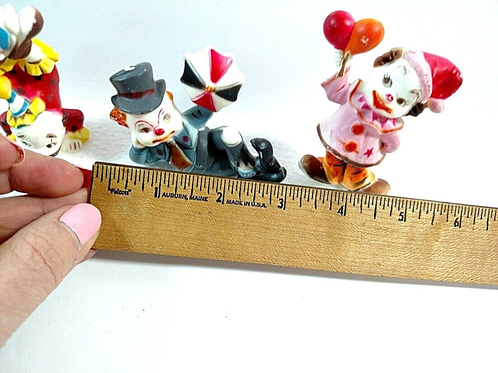 Vintage Clown Figures Plastic Lot of 4 Cake Toppers Crafting Decor Circus 1960s