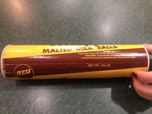 LEAF Whoppers MALTED MILK BALLS Candy Coin Bank Holder Tube Movie Prop 3 1/4 Oz