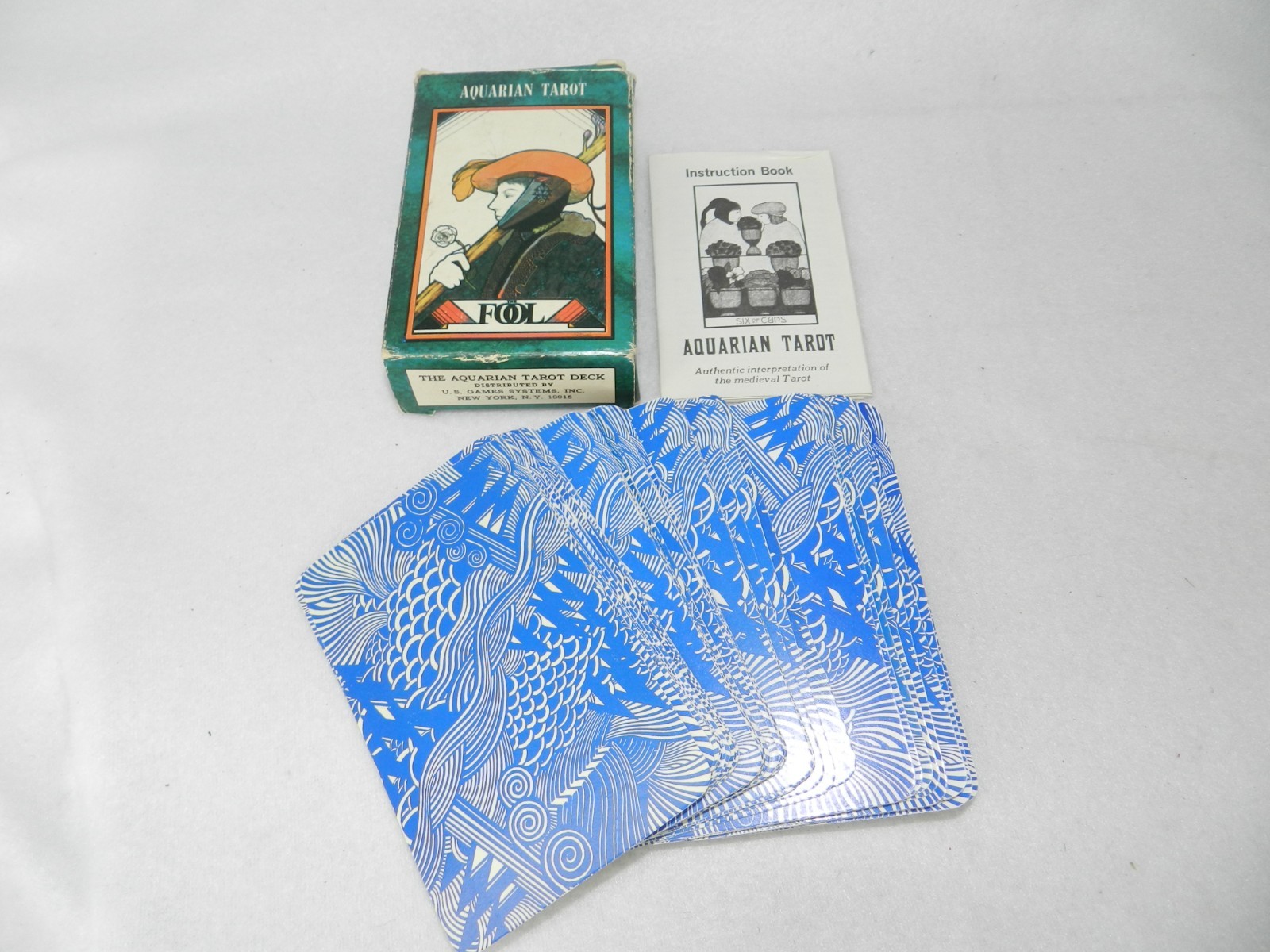 Vintage Aquarian The Fool Tarot Cards / Deck 1970 Blue 78
