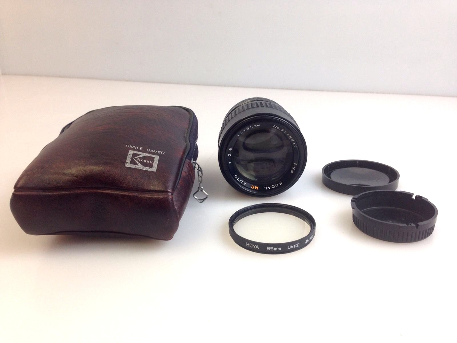 Lot of 3, 35mm Camera Lens & Flash JCPenny 1:2.8 F=135mm Focal Auto Minolta 320X