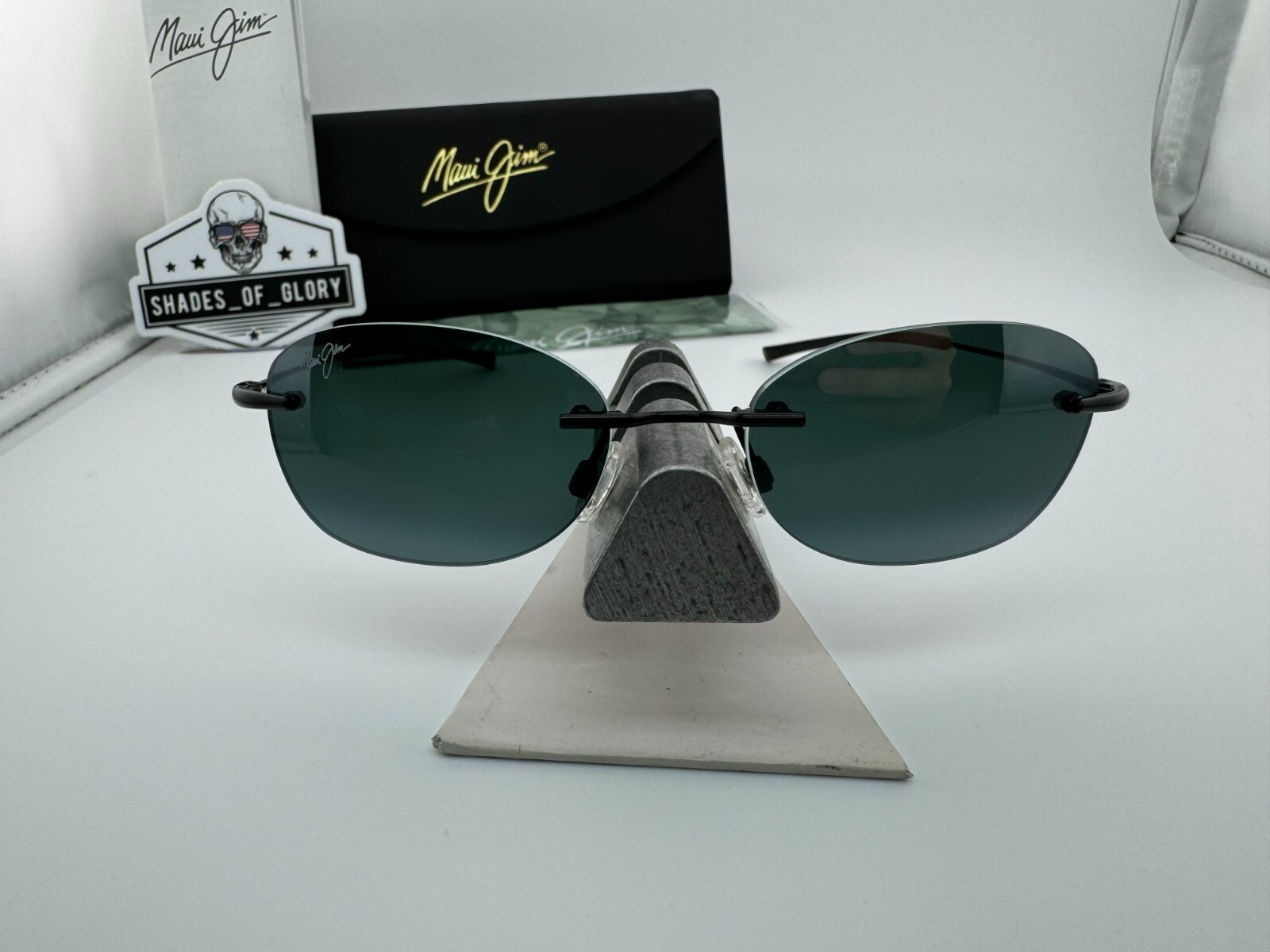 Pre-owned Maui Jim Aki Aki Mj 333-02 Black Neutral Grey Polarized Rimless Sunglasses