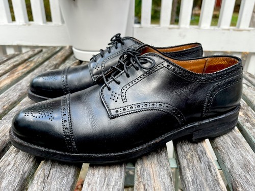 靴 Alden 909 Black Medallion cap toe shoes Alden Medallion Tip Bal Black Calfskin #909 - Sherman