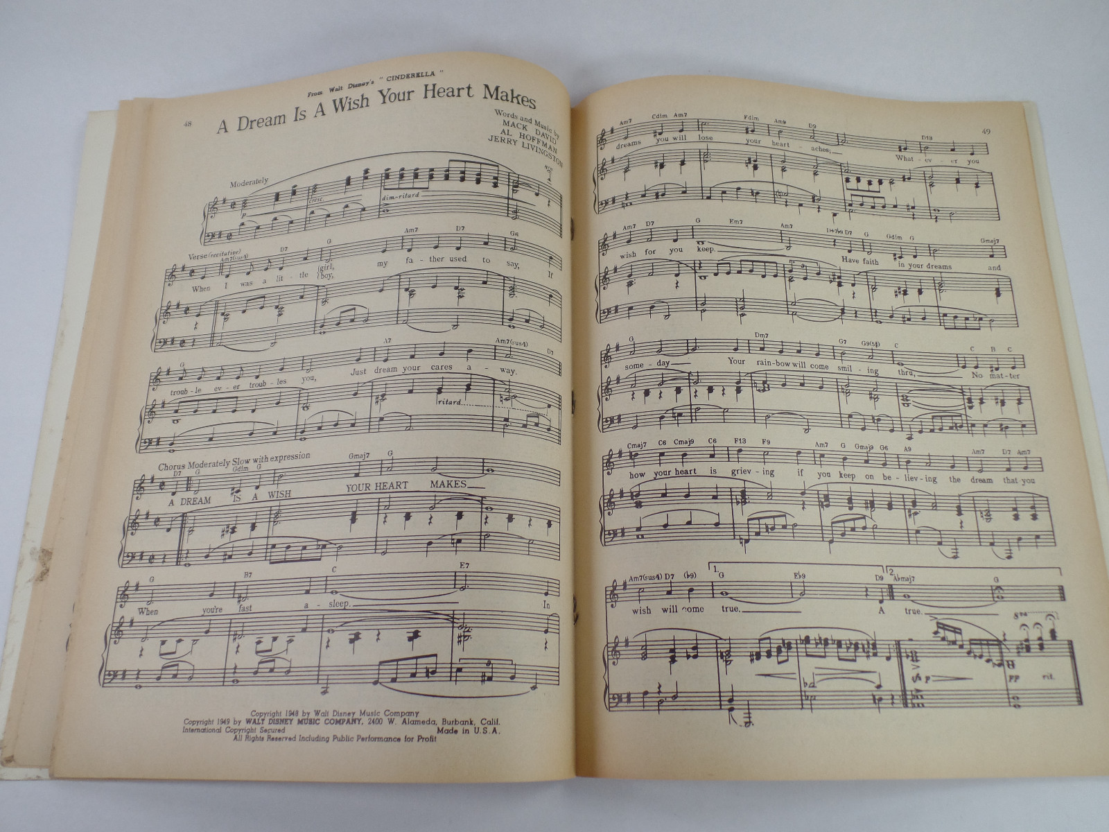 Best of Walt Disney 40 Song Album 1960 Sheet Music Book