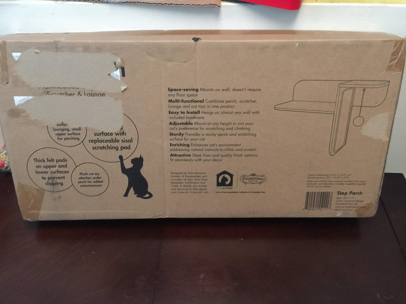 Primetime Petz Step Perch Wall-Mounted Cat Perch, Scratcher, and Lounge