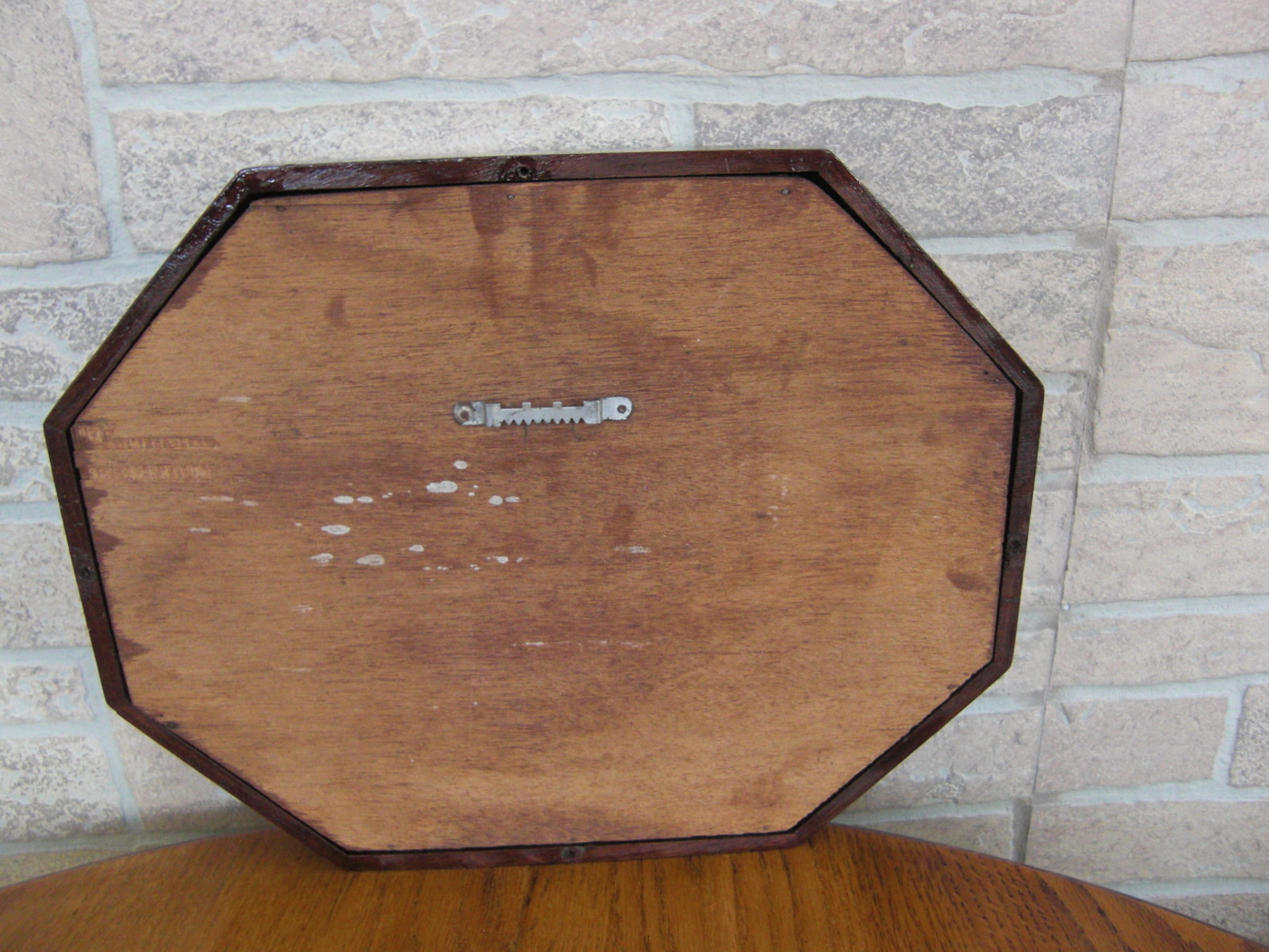 Vintage Octagon Shape Wood & Glass Wall or Tabletop Shadow Box Display VNC