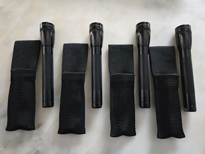 Set of 4 New Maglite Mini Flashlights with nylon belt holsters - out of package 