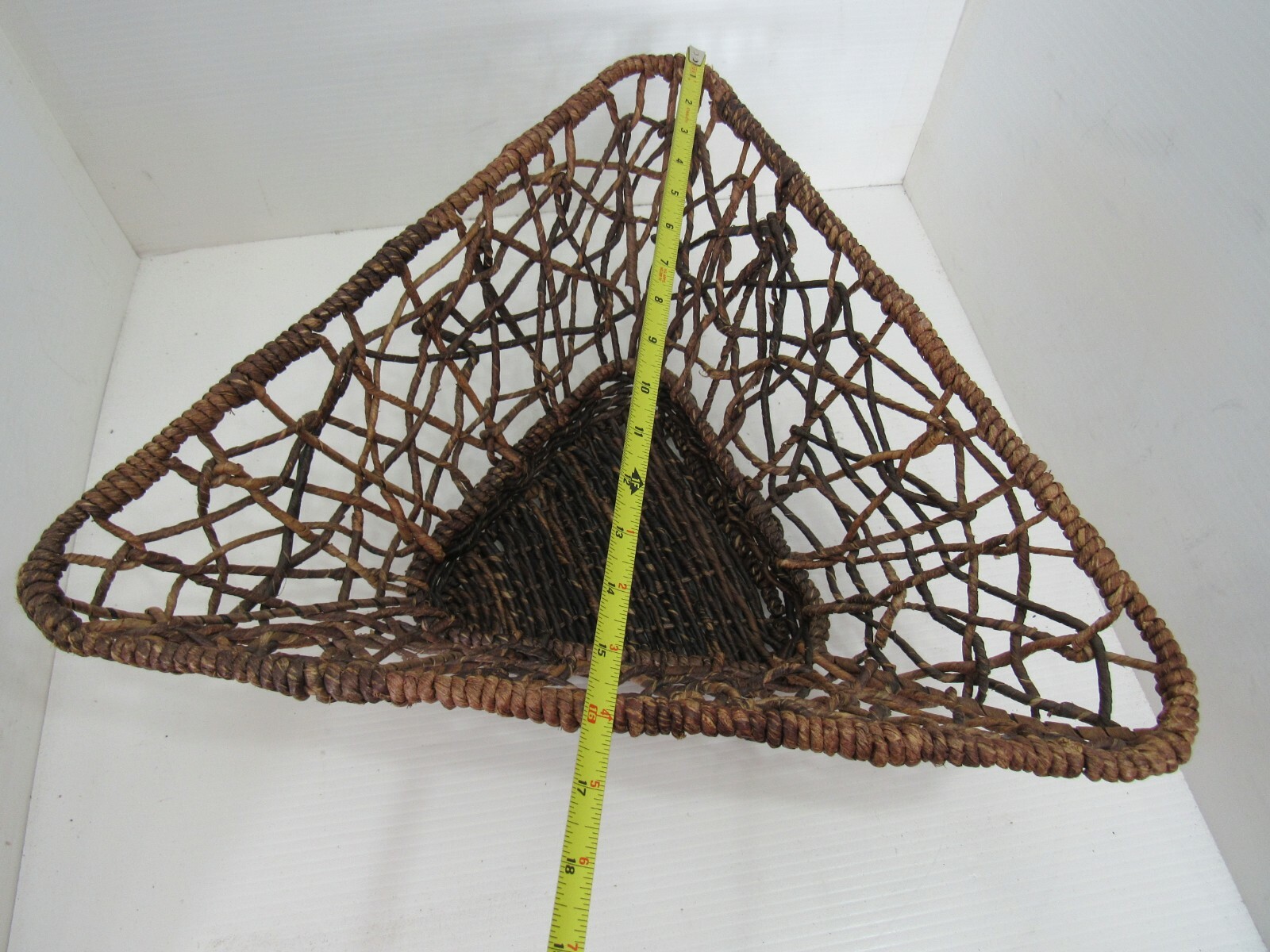 Large Triangular Wicker Rattan Basket, Home Decor