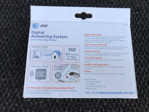 AT&T Digital Answering System Machine New In Box 1740 Time/Day Stamp