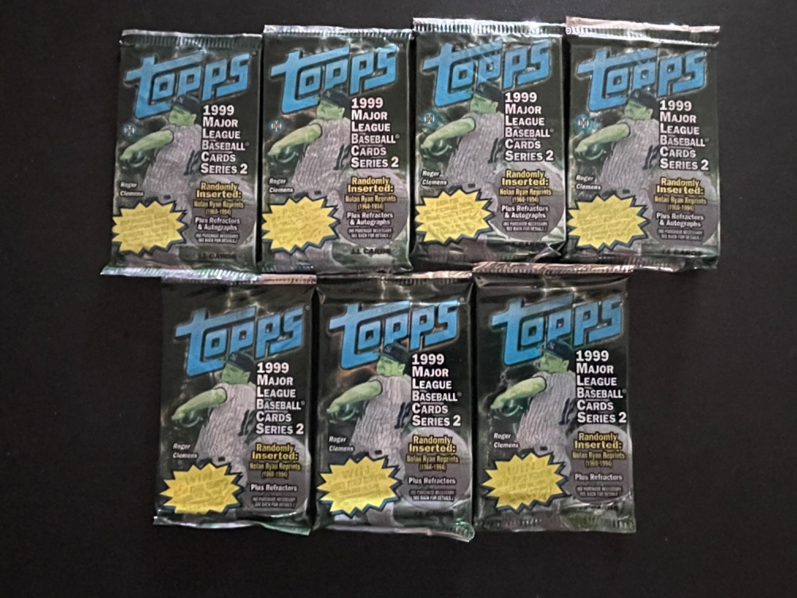 1999 Topps Baseball Series 2 Nolan Ryan Reprints 11 Cards Per Pack Lot Of 7 #15