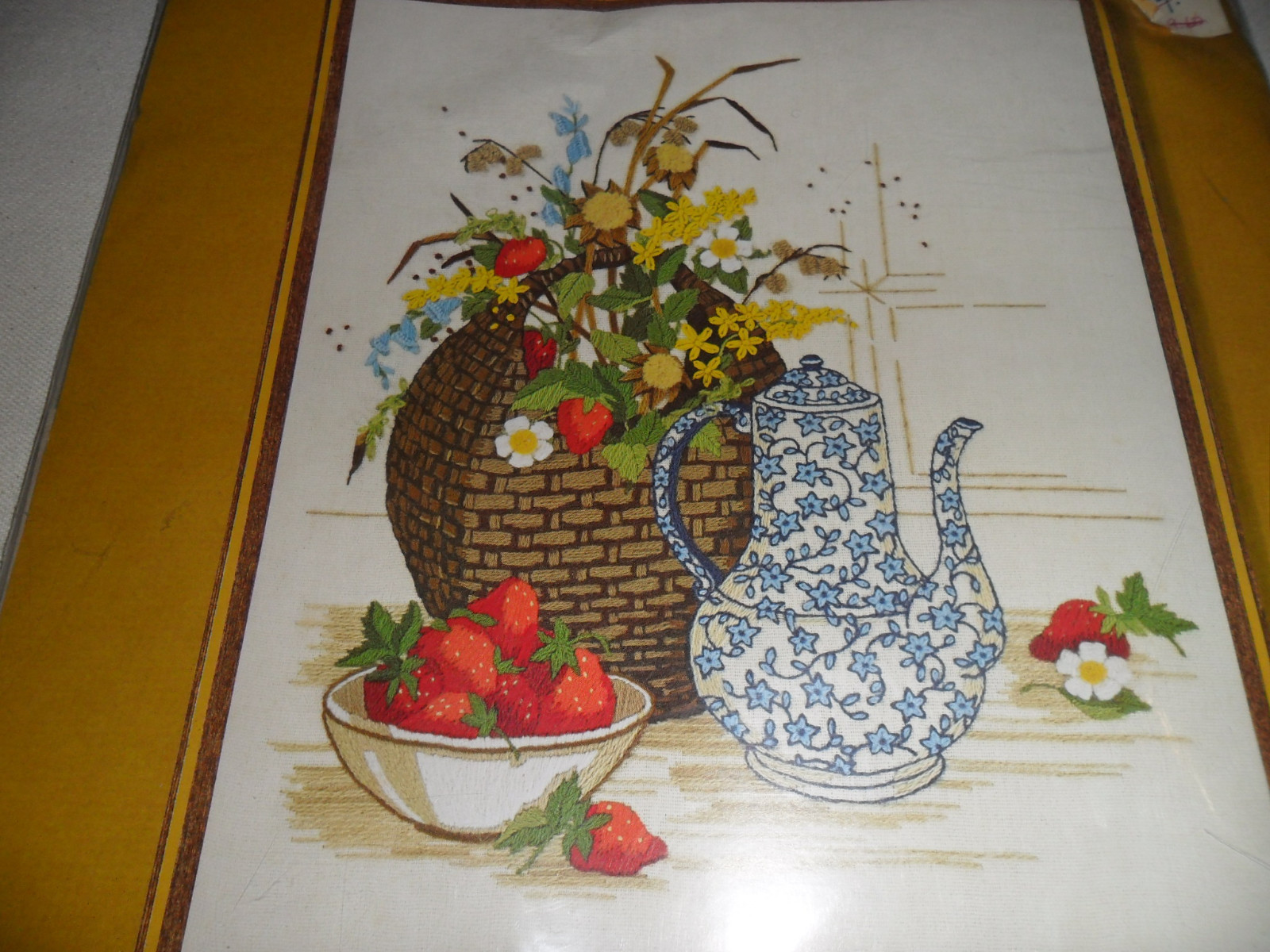 Vintage Sunset Stitchery Country Brunch Crewel Embroidery Kit #2386 Sealed 16x20
