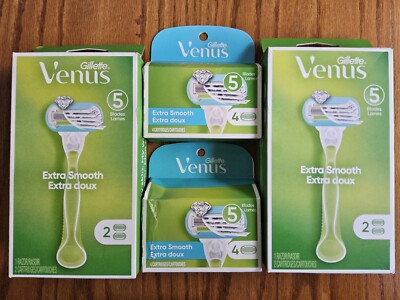 Lot Of 2 GILLETTE VENUS Extra Smooth Women's Razor + 2 4 Cartridge Refills (12)