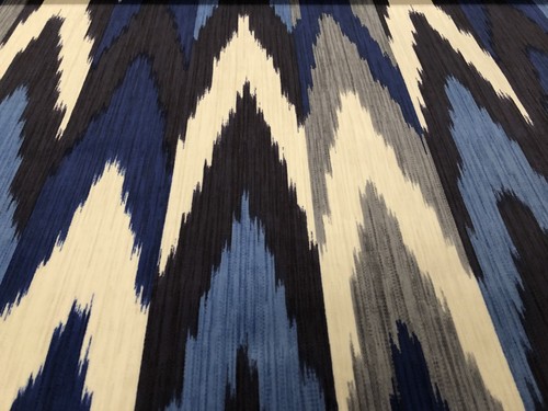 Schumacher Ikat Velvet Uphol. Fabric- Kashgar Ikat / Indigo Slate 1.65 yd 176100