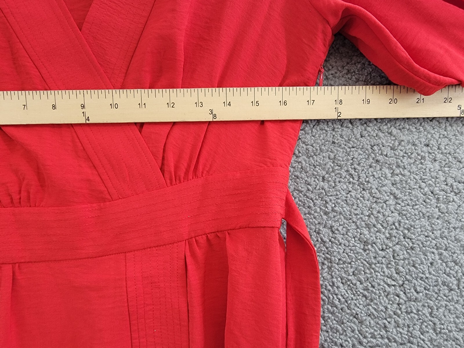 Tommy Hilfiger Faux-Wrap Blouson-Sleeve Midi Dress Womens 4 Red Side Zip Closure - Picture 6 of 16