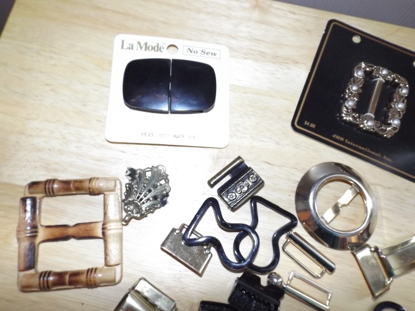 Lot of Vtg Sewing Notions Belt Buckles Clips Rhinestone Buttons