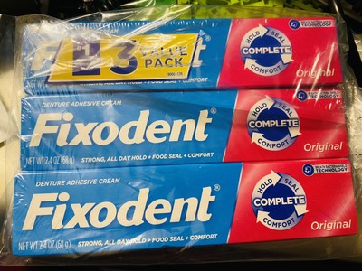 Fixodent Complete Original Denture Adhesive Cream, 2.4oz - 3 Pack