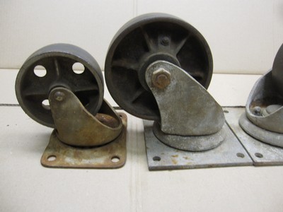 Antique Industrial Factory Cart Casters Table Wheels RAILROAD Metal Cast Iron