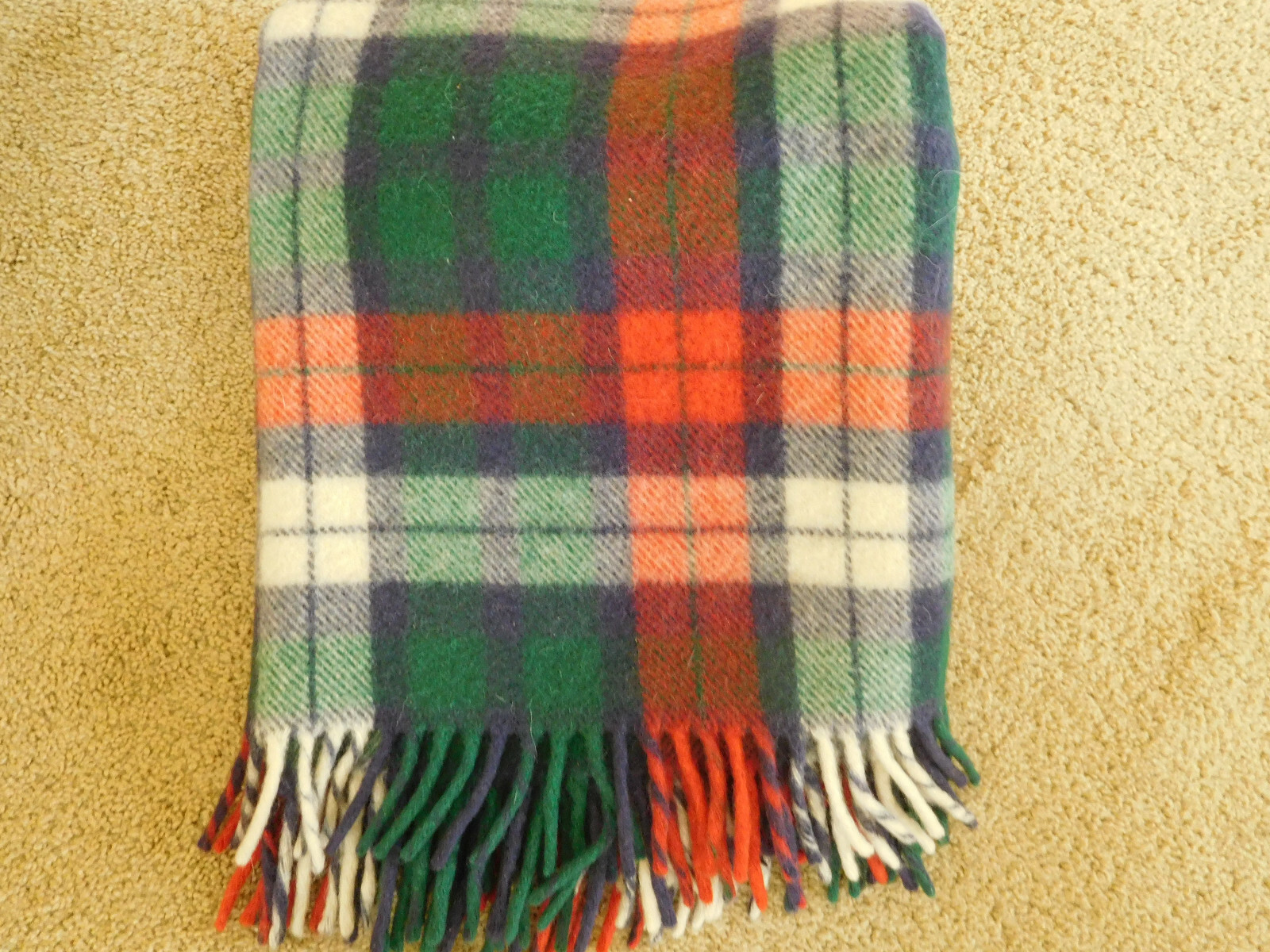 Vintage  Horner Woolen Mills Red/Green Tartan Plaid Blanket 100% Wool ~FREE SHIP