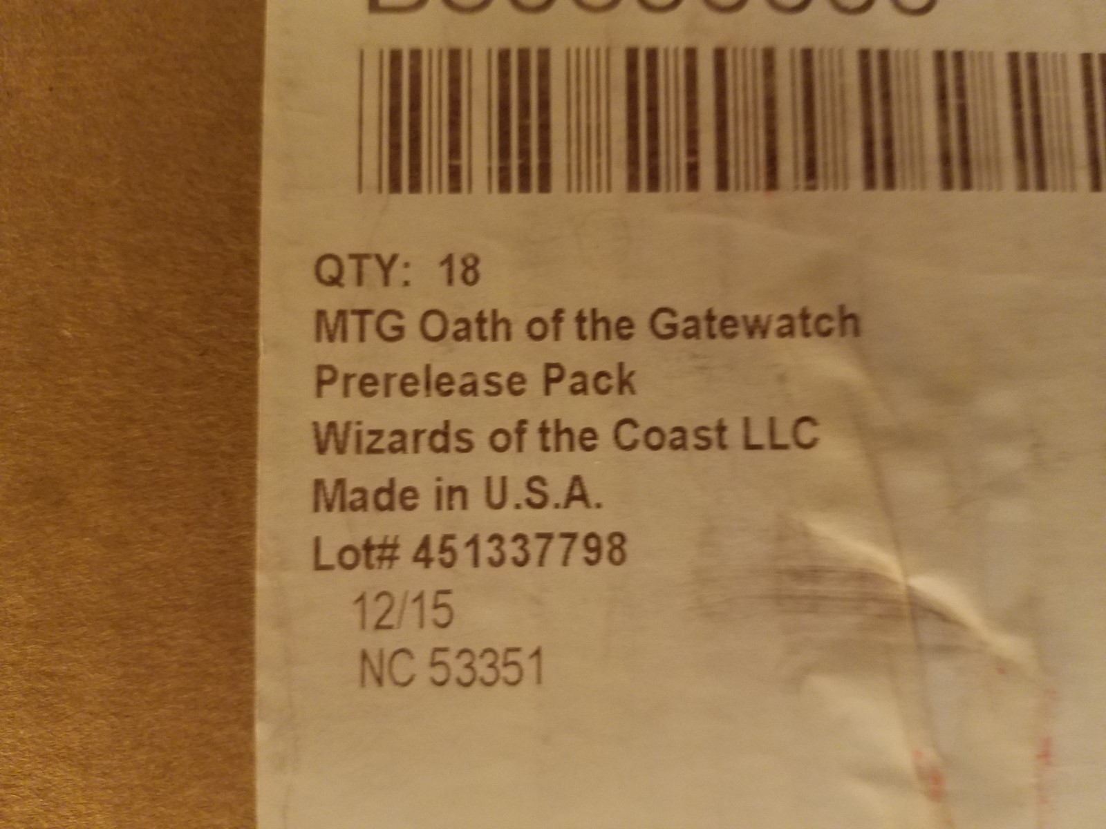 MTG Oath Of The Gatewatch Prerelease pack/kit Factory Sealed Case of 18 Kits