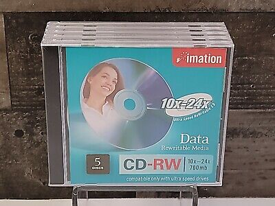 Imation CD-RW 10x-24x 700mb 80min Rewritable Media Jewel Case UltraSpeed Lot 5