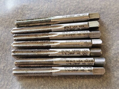 Besly 1/4-28 NF HS GH1 Straight 4 Flute Tapered Plug Threading Bottoming Tap