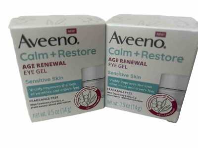 (2Pack) Aveeno Calm + Restore Age Renewal Eye Gel Sensitive Skin 0.5fl/14ml