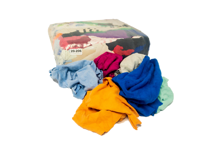 FULL SKID 10 LB Compressed Bag of Colored Cotton Sweatshirt Rags - 1,000 LB/skid
