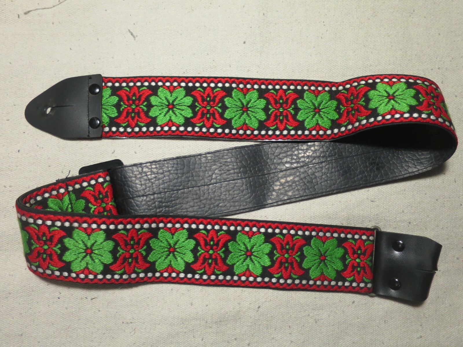 Vintage Woven Embroidered Hippie Guitar Strap, Japan c1970s