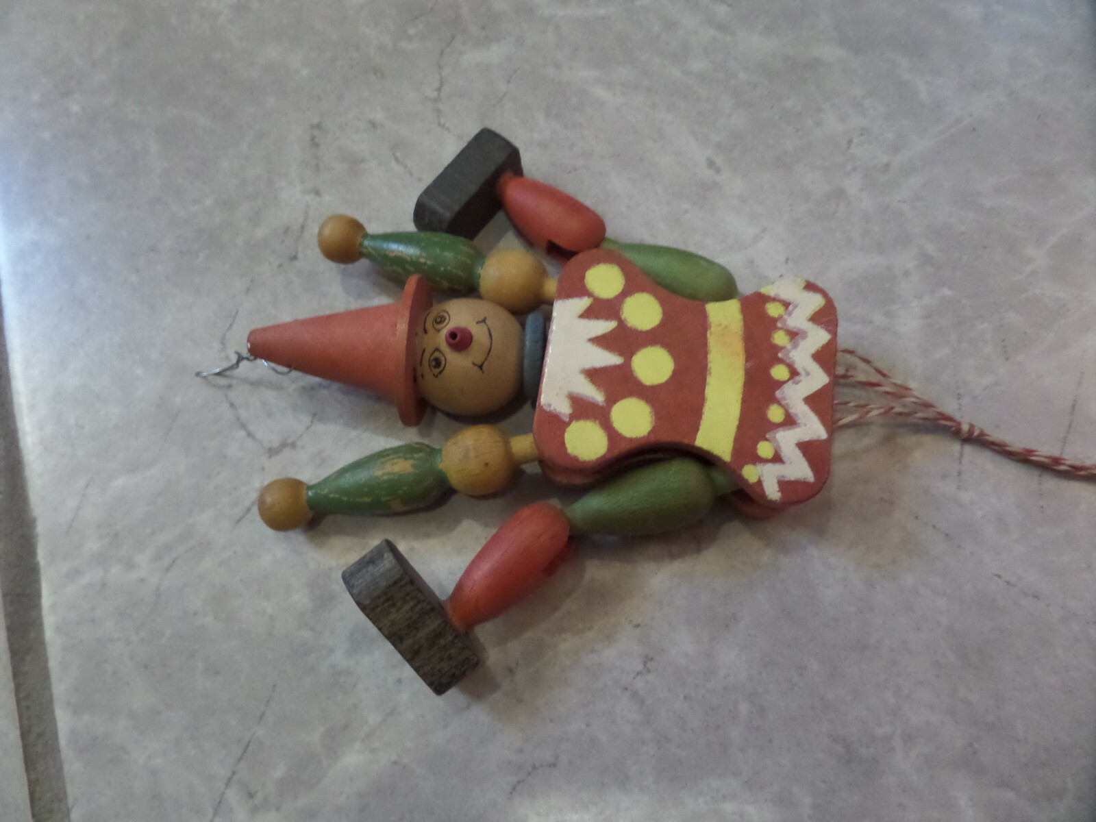 vintage wood wooden ornament made in austria pull string articulated