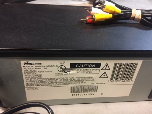 MEMOREX 4 HEAD VCR  MVR4040A no remote