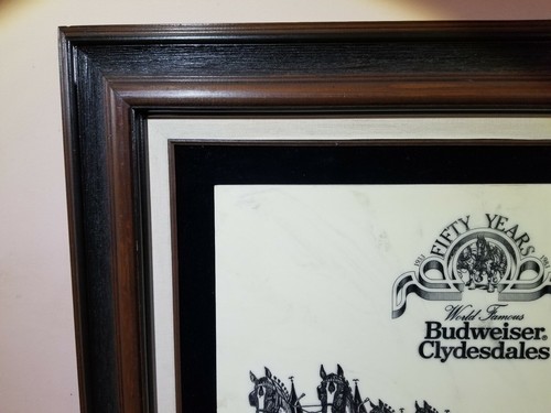 Vintage Anheuser Clydesdales Wall Plaque Sign 1500 made faux Marble, Etched RARE