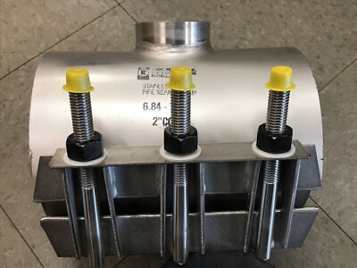 ROMAC SS1-7.24x10x2 CC STAINLESS SEAL PIPE REPAIR CLAMP TAP2 CC 6.84-7.24 Saddle