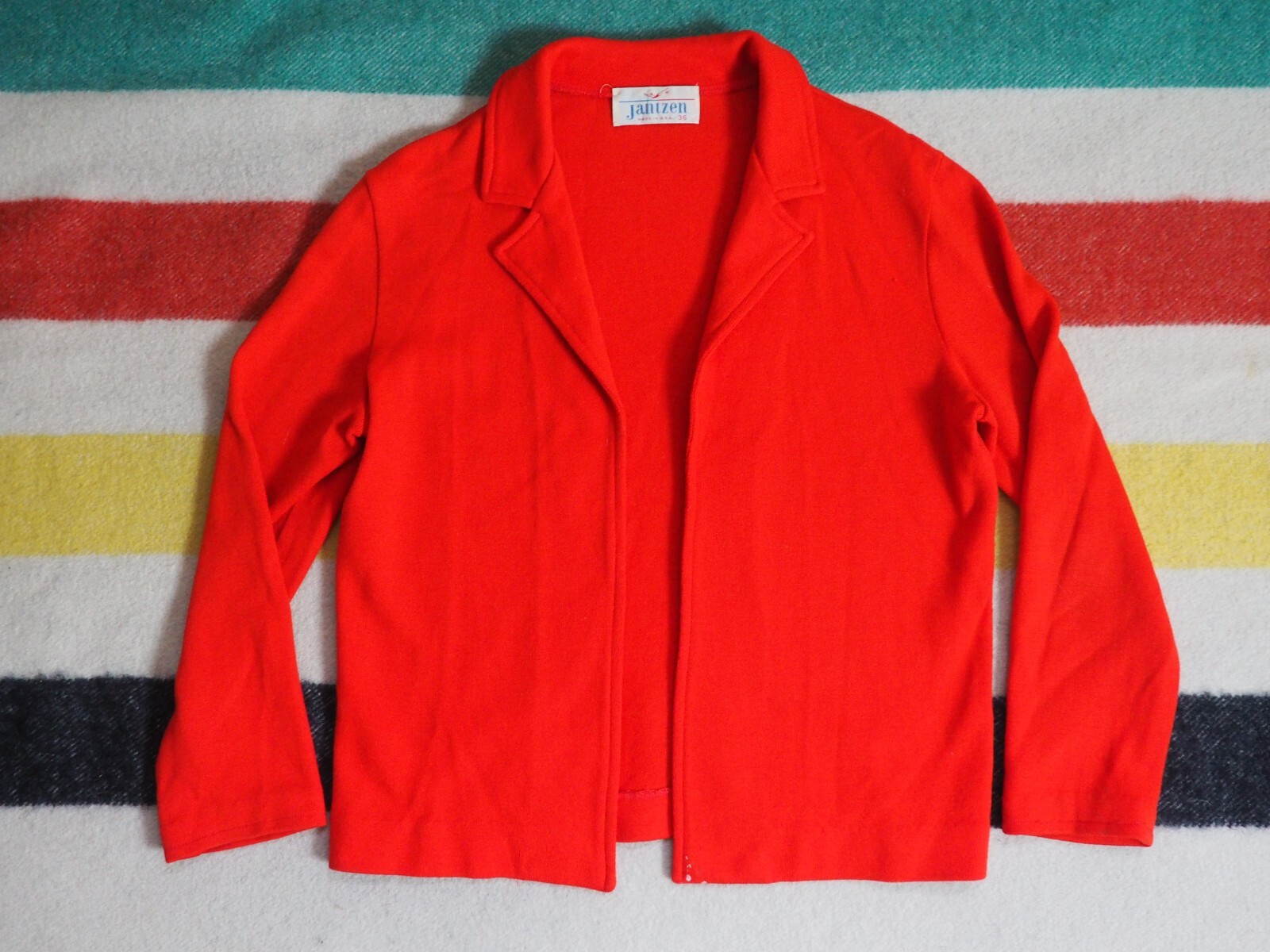 お*て様 60s Jantzen wool knit cardigan XL b VTG 1960's Jantzen Wool Cardigan Sweater~ off White Tiny