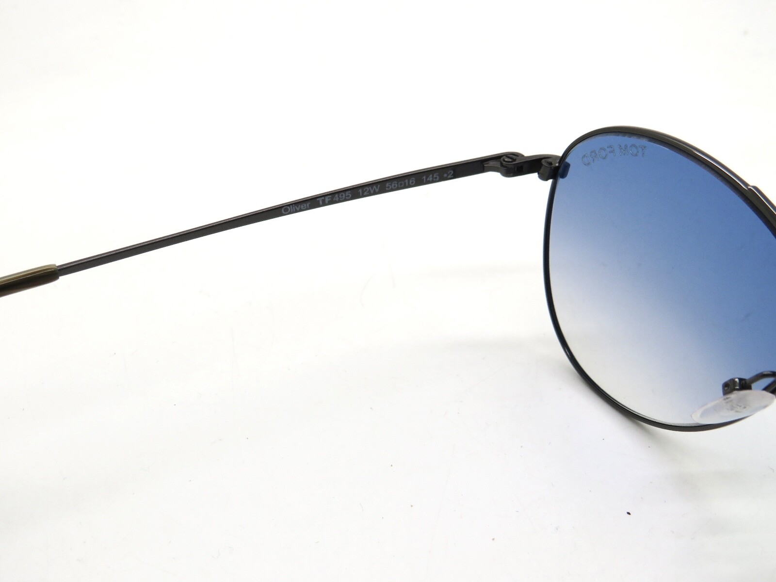 Pre-owned Tom Ford Oliver Ft 0495/s 12w Dark Ruthenium/blue Gradient 56mm Sunglasses