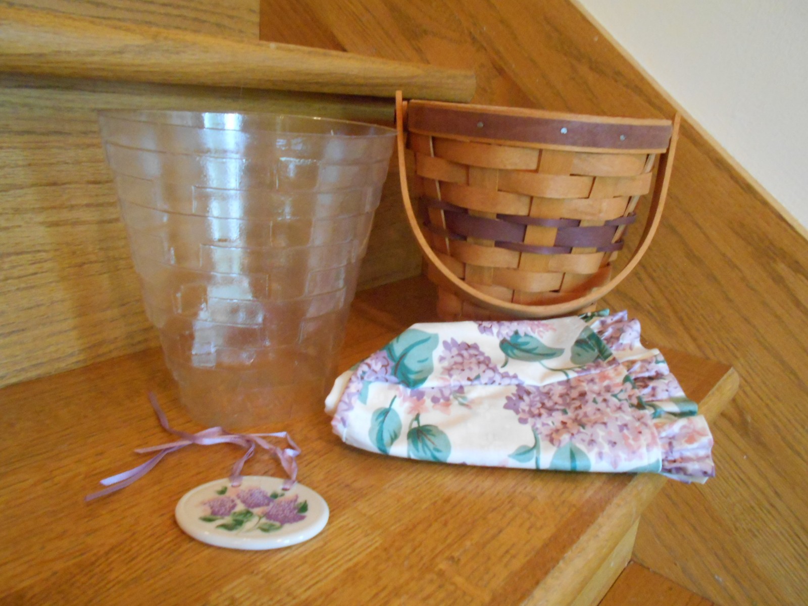 Longaberger Lilac Basket Set May Series 1994 tall round vase *shipping included*