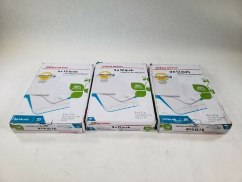 Lot Of 3 Office Depot 330992 White Clean Seal 9" x 12" Catalog Envelopes