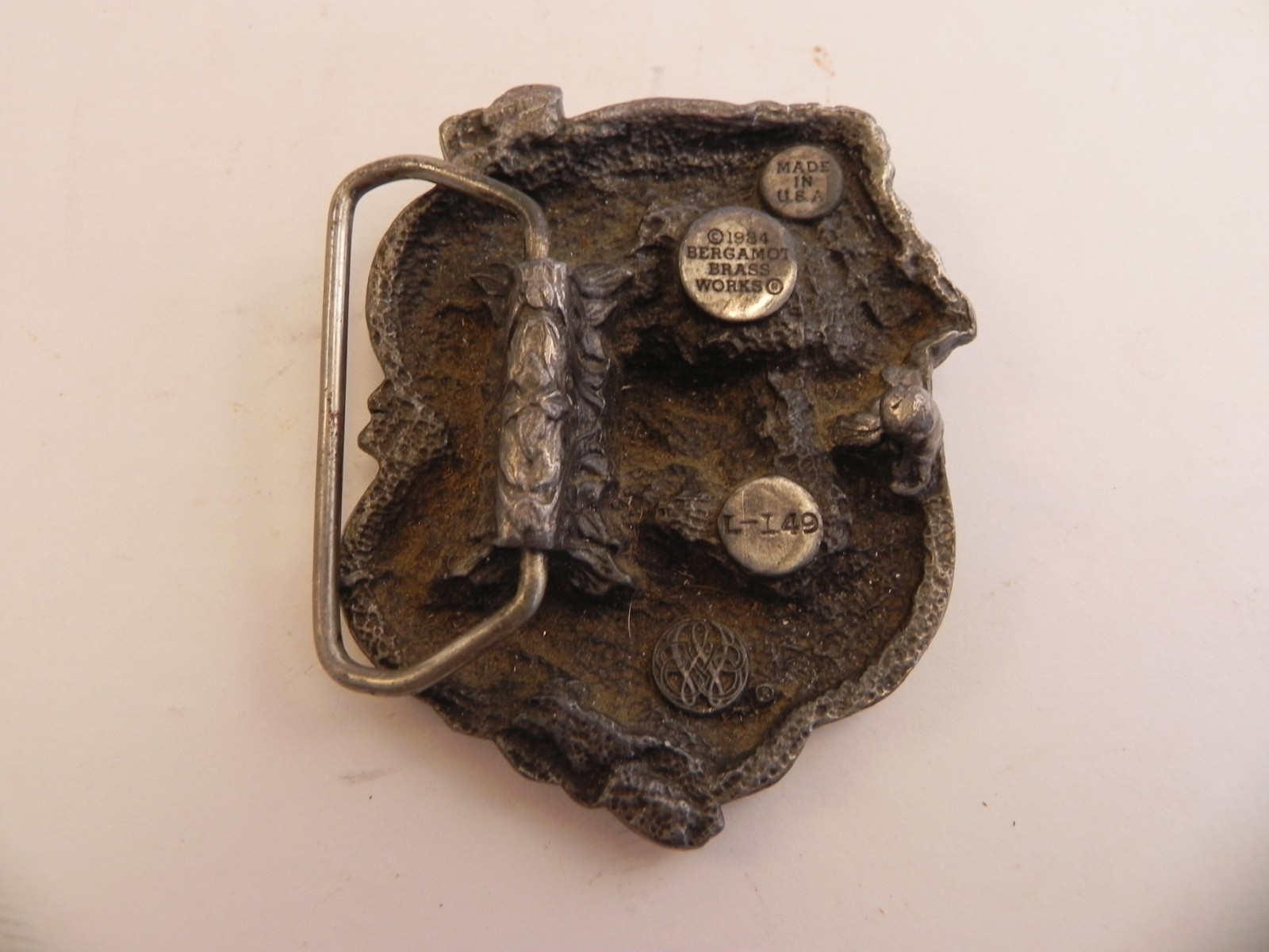 Vintage 1984 Bergamot Brass Works CHINESE DRAGON Pewter Belt Buckle USA