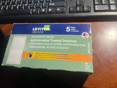 Lot Of 5 Leviton Antimicrobial 5601-5AW 15A Single Pole White