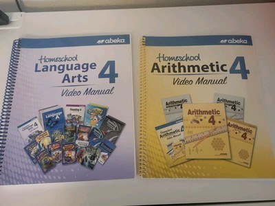 Abeka Grade 4 Lot of 2 Homeschool Arithmetic 4 and Language Video Manuals