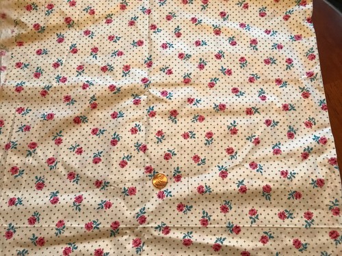 5 Yds X 36” Wide VINTAGE 100% Glazed COTTON Fabric WHITE W PINK ROSES