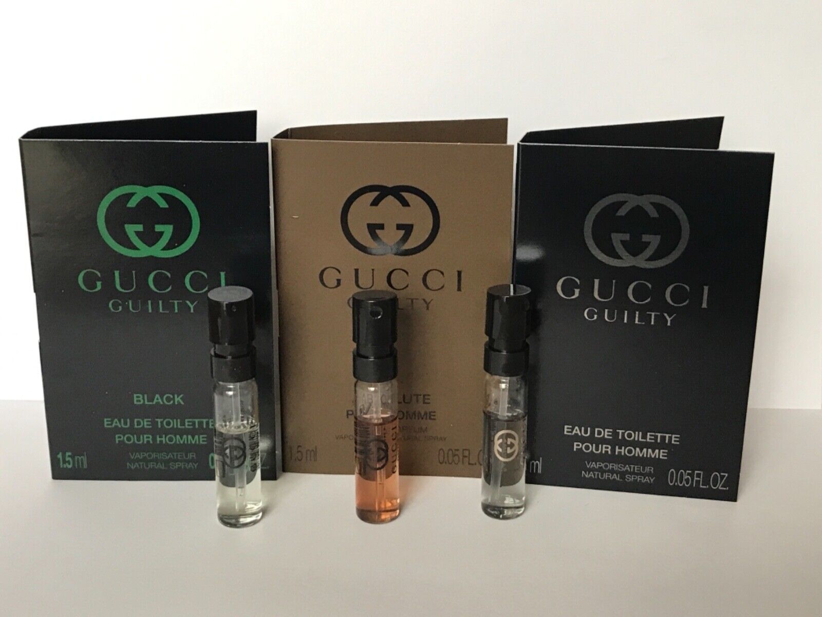 Set of 3 Gucci Guilty, Black, Absolute Pour Homme Spray Samp