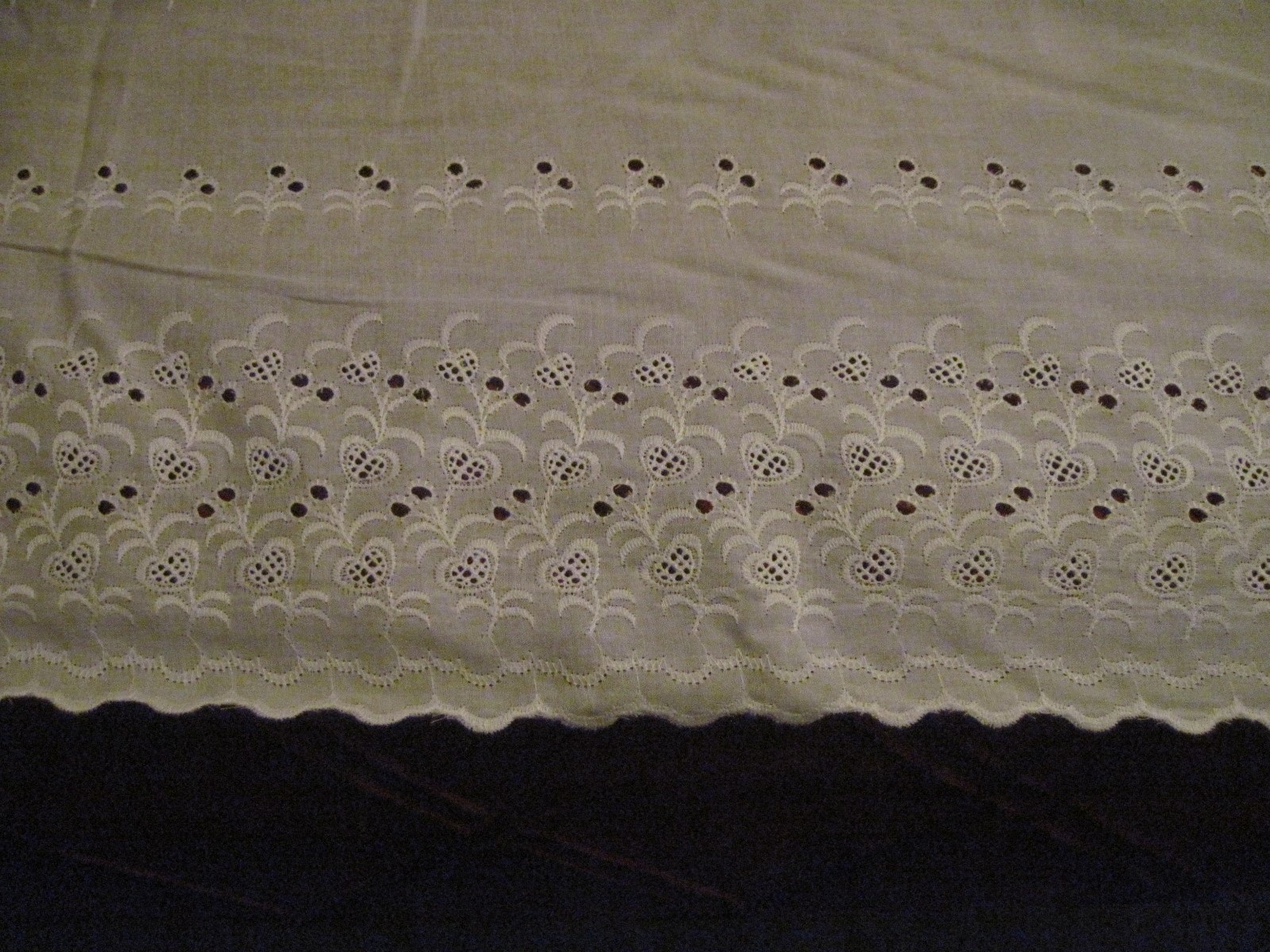 10 Yds White Cotton/Polyester Material with Eyelet Design All Over It, 43
