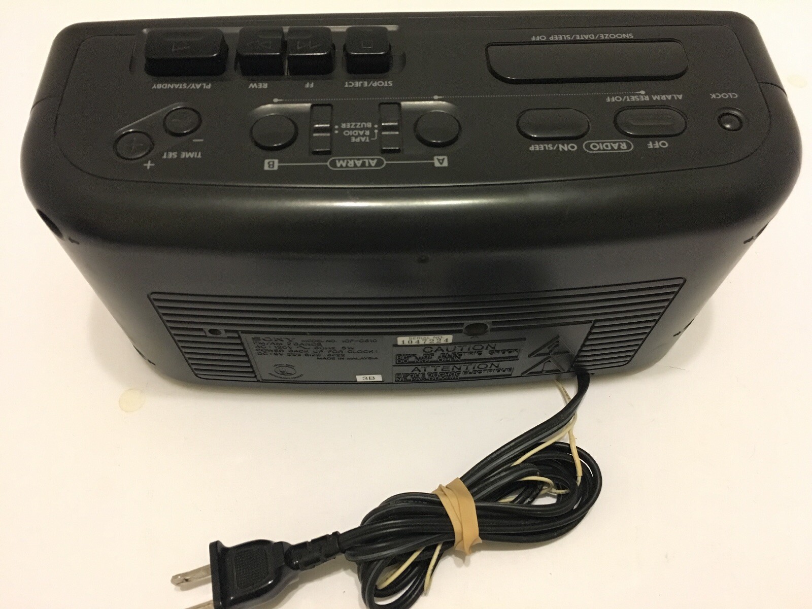 Sony Dream Machine AM FM Clock Radio & Working Cassette Model ICF-C610