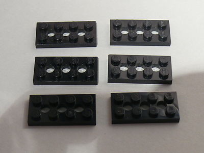 Lego 6 plates techniques noires set 4551 8485 4482  / 6 black technic plate