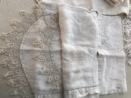 Antique Vtg Lot of Crocheted Tatted Linens Tea Towels Plus- For Projects Or Use