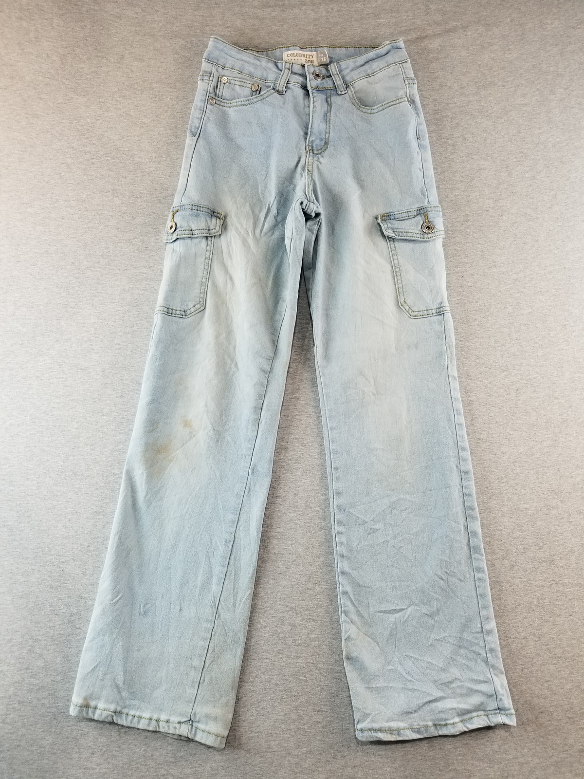 Celebrity Ace Jeans Women's Sz 1/25 The Wide Leg Light Wash Normcore Cute Trendy