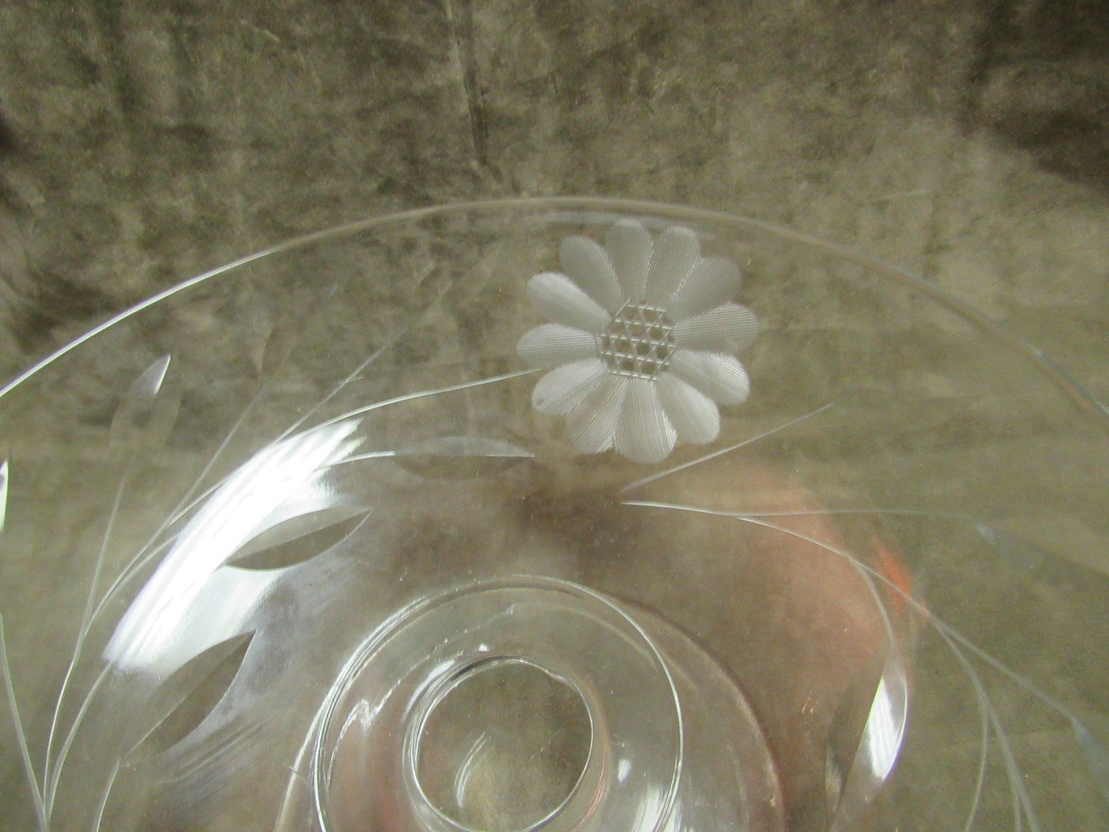 Vintage 1930's Tiffin Glass Cut Floral Design Footed Fruit Bowl Console Dish