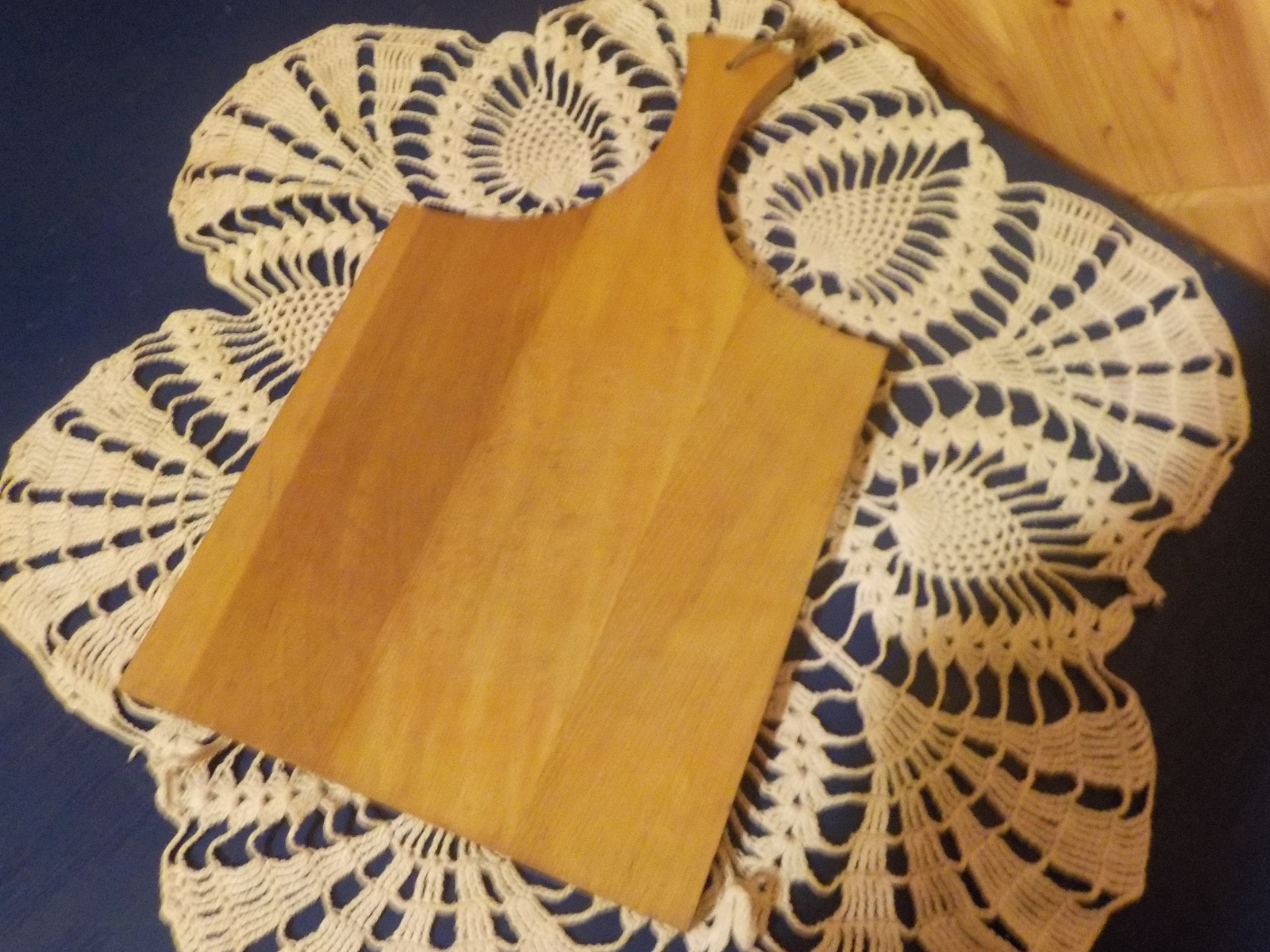 Scandinavian Painted Wood cutting Board Couple Cooking Vintage