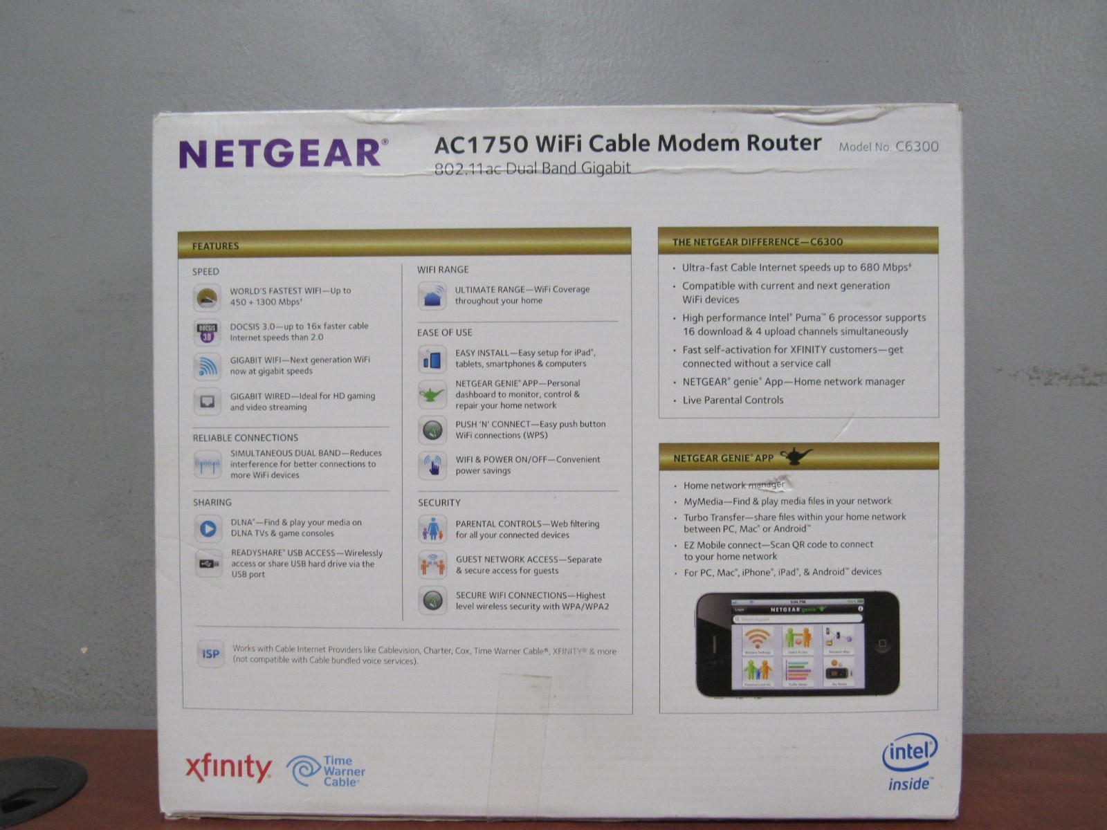 Netgear AC1750 WiFi Cable Modem Router C6300-100NAS  [25E]