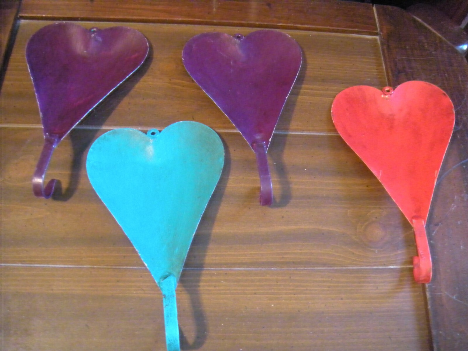 4 PC Heart-shaped Wall Door Hooks 10 INCH LONG